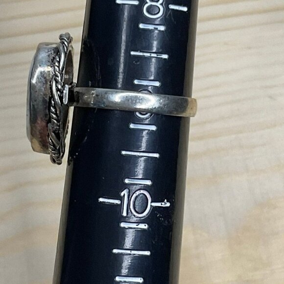 Vintage Silver Ring With Teardrop Agate Natural Stone Semi Precious - Picture 3 of 10